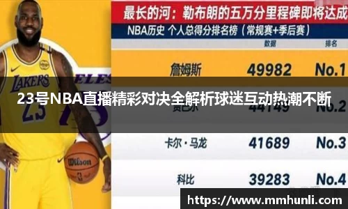 23号NBA直播精彩对决全解析球迷互动热潮不断